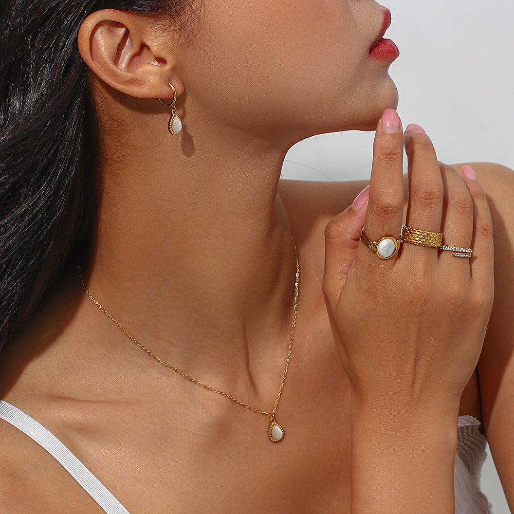 Lunara Opal Drop Earrings & Necklace Set