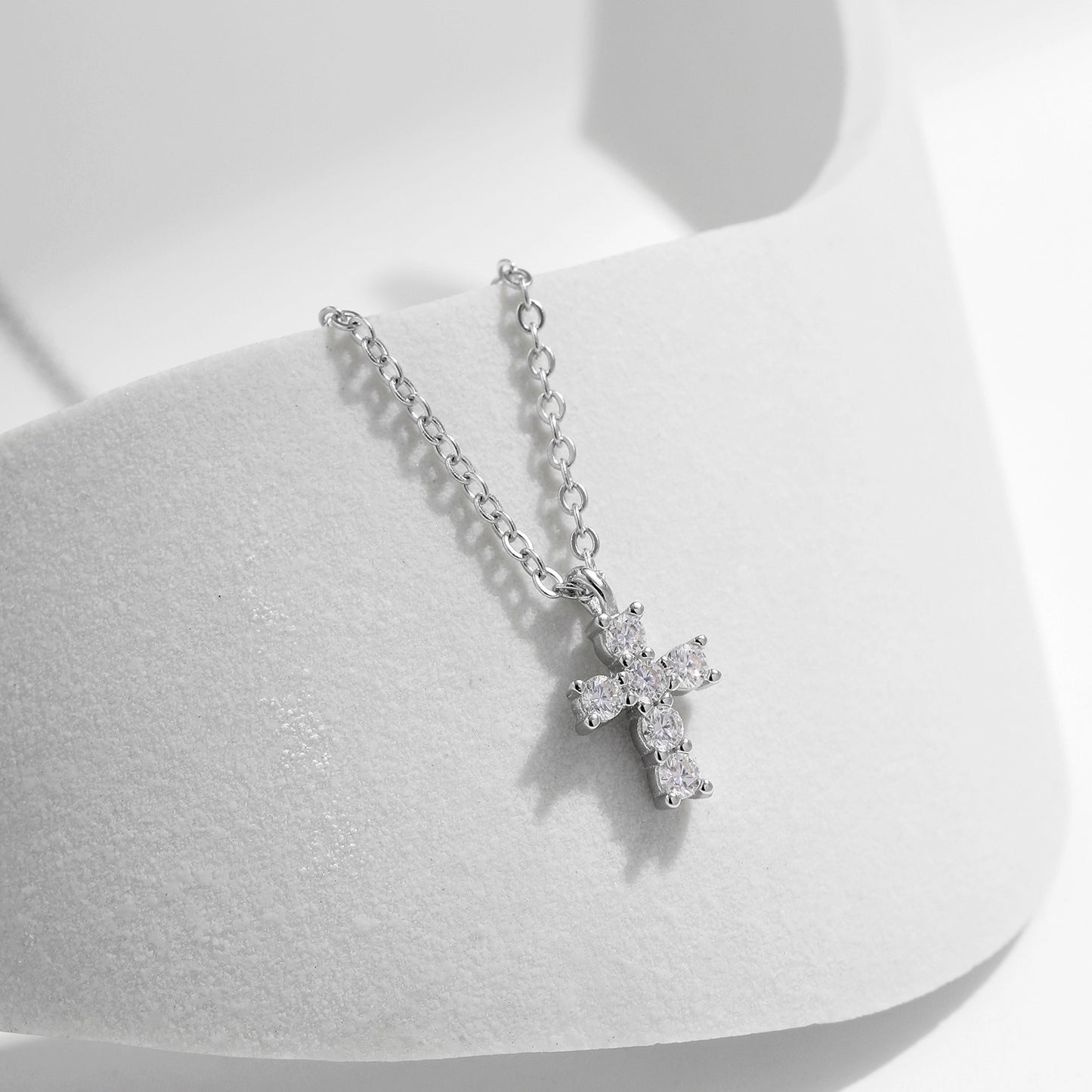 Shofia Silver Cross Pendant Necklace