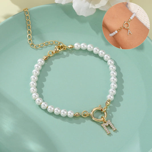 LuxePearl Custom Initial Bracelet